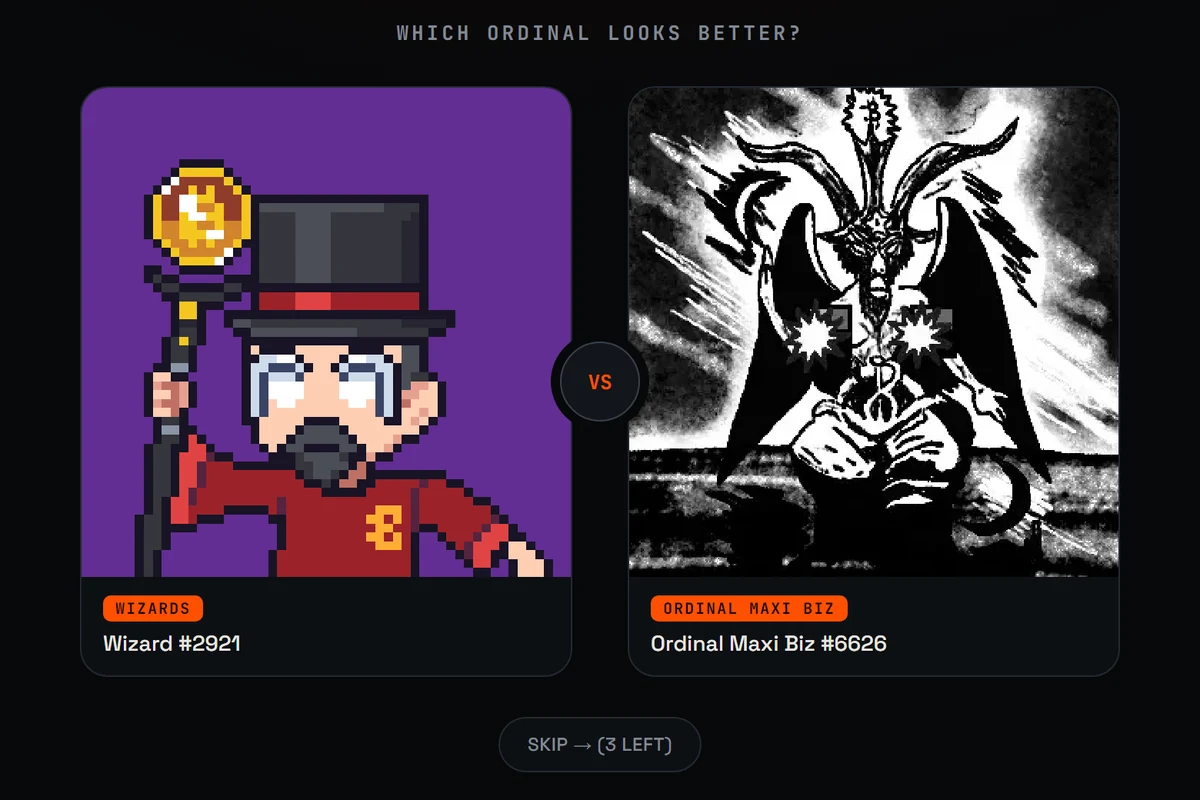 Ordinals Comp showing two Ordinals side by side to vote on